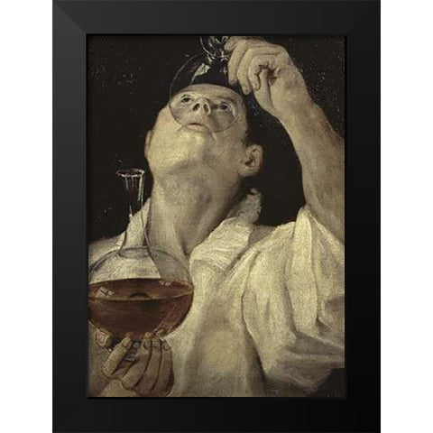 Homme Du Vin Black Modern Wood Framed Art Print by Carracci, Annibale