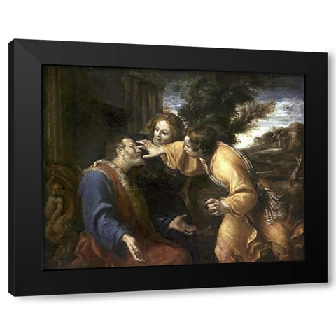 Tobias Heals His Blind Father Black Modern Wood Framed Art Print with Double Matting by Carracci, Annibale
