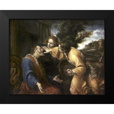 Tobias Heals His Blind Father Black Modern Wood Framed Art Print by Carracci, Annibale