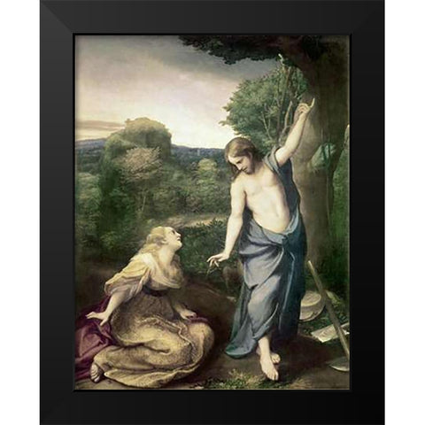 Noli Me Tangere Black Modern Wood Framed Art Print by Correggio