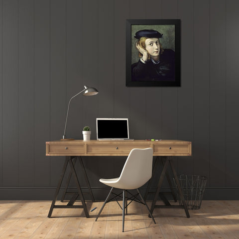 Portrait of a Young Man Black Modern Wood Framed Art Print by Correggio