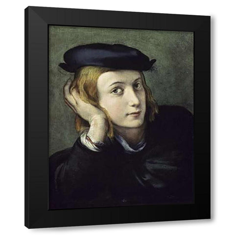 Portrait of a Young Man Black Modern Wood Framed Art Print by Correggio