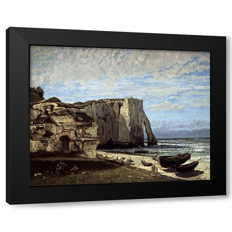 Cliffs of Etretat After a Storm Black Modern Wood Framed Art Print with Double Matting by Courbet, Gustave