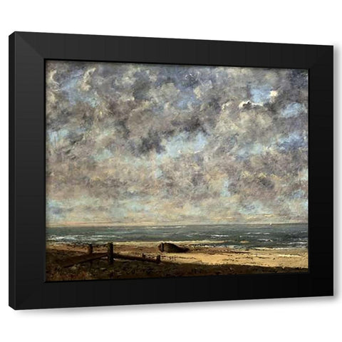 La Mersea Black Modern Wood Framed Art Print with Double Matting by Courbet, Gustave