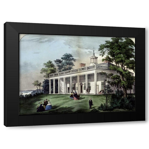 Home of Washington Black Modern Wood Framed Art Print with Double Matting by Currier and Ives