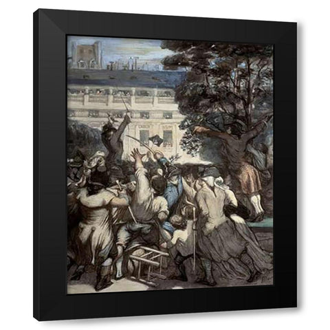 Camille Moulin at The Royal Palace Black Modern Wood Framed Art Print by Daumier, Honore