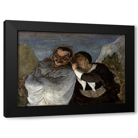 Crispin Et Scapin Black Modern Wood Framed Art Print by Daumier, Honore