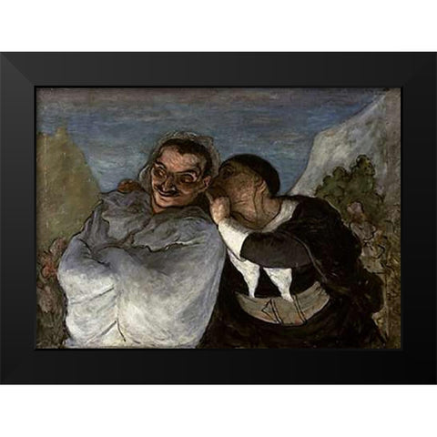 Crispin Et Scapin Black Modern Wood Framed Art Print by Daumier, Honore