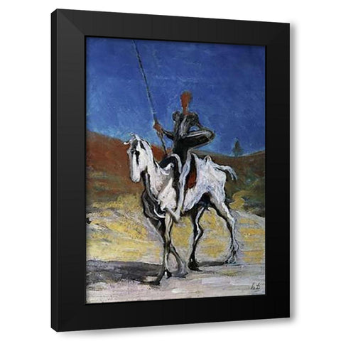 Don Quixote Black Modern Wood Framed Art Print by Daumier, Honore