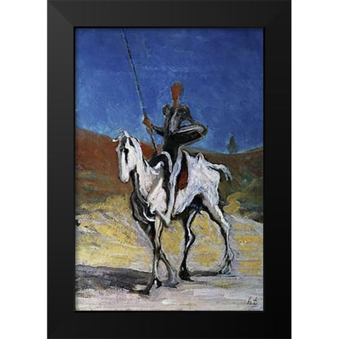 Don Quixote Black Modern Wood Framed Art Print by Daumier, Honore