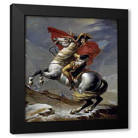First Consul Crossing The Alps Black Modern Wood Framed Art Print with Double Matting by David, Jacques-Louis