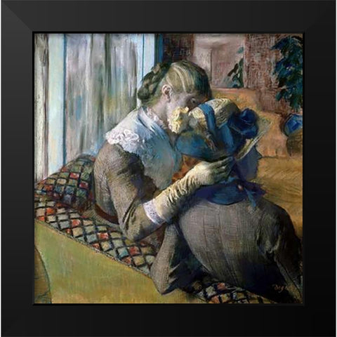 At The Milliners Black Modern Wood Framed Art Print by Degas, Edgar