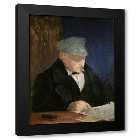 Auguste, the Artists Father Black Modern Wood Framed Art Print with Double Matting by Degas, Edgar