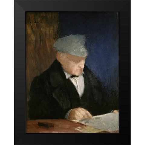 Auguste, the Artists Father Black Modern Wood Framed Art Print by Degas, Edgar