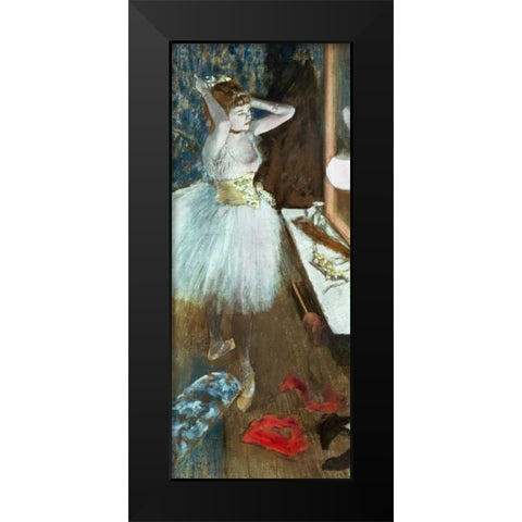 Dancer In Her Dressing Room Black Modern Wood Framed Art Print by Degas, Edgar