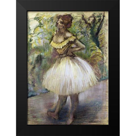Dancer In Yellow Black Modern Wood Framed Art Print by Degas, Edgar
