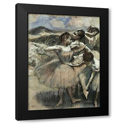 Dancers Black Modern Wood Framed Art Print by Degas, Edgar