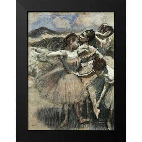 Dancers Black Modern Wood Framed Art Print by Degas, Edgar