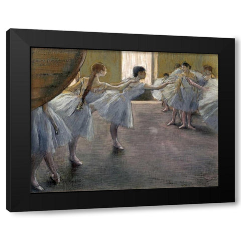 Dancers at the Rehearsal Black Modern Wood Framed Art Print with Double Matting by Degas, Edgar