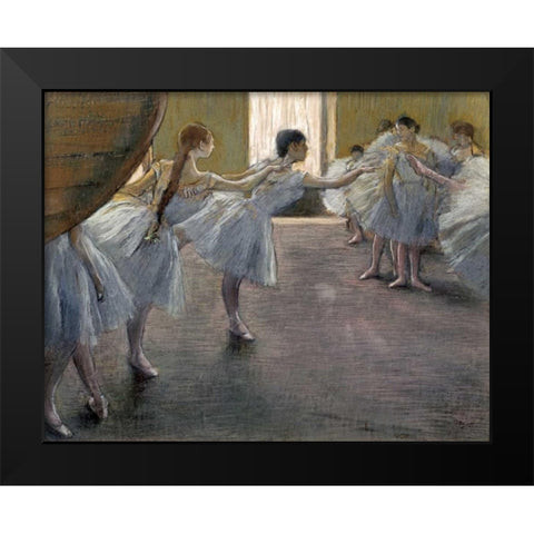 Dancers at the Rehearsal Black Modern Wood Framed Art Print by Degas, Edgar