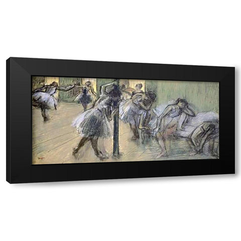Dancers in Rehearsal (II) Black Modern Wood Framed Art Print by Degas, Edgar