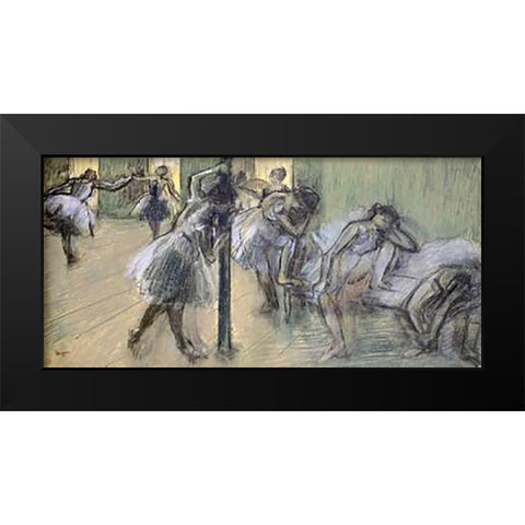 Dancers in Rehearsal (II) Black Modern Wood Framed Art Print by Degas, Edgar