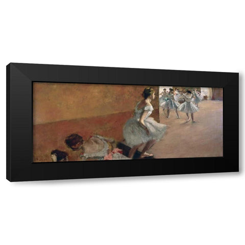Danseuses montant un escalier, 1886-1890 Black Modern Wood Framed Art Print by Degas, Edgar