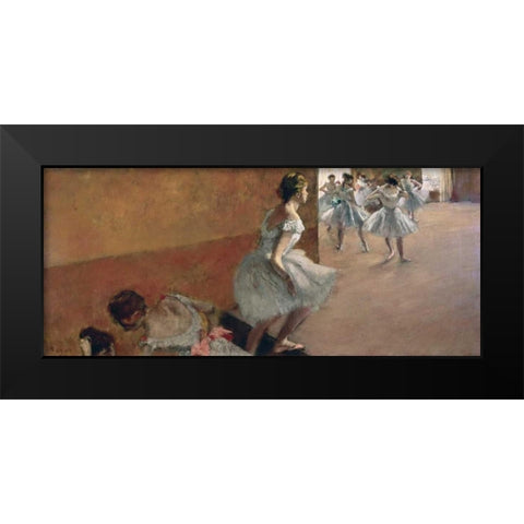 Danseuses montant un escalier, 1886-1890 Black Modern Wood Framed Art Print by Degas, Edgar