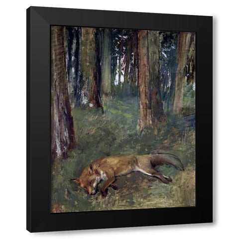 Dead Fox Under the Trees Black Modern Wood Framed Art Print with Double Matting by Degas, Edgar