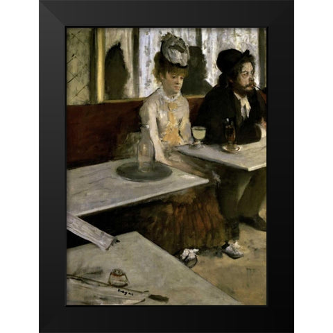 In a Cafe - Absinthe Black Modern Wood Framed Art Print by Degas, Edgar
