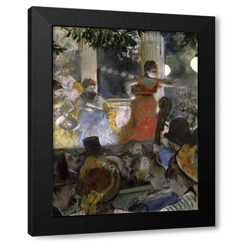 Le Cafe Concert Des Ambassadeurs Black Modern Wood Framed Art Print by Degas, Edgar