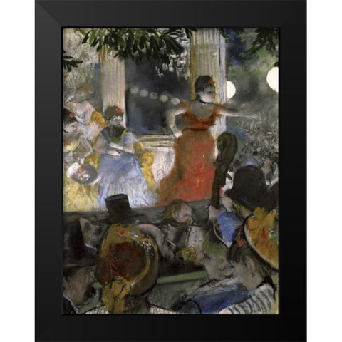 Le Cafe Concert Des Ambassadeurs Black Modern Wood Framed Art Print by Degas, Edgar