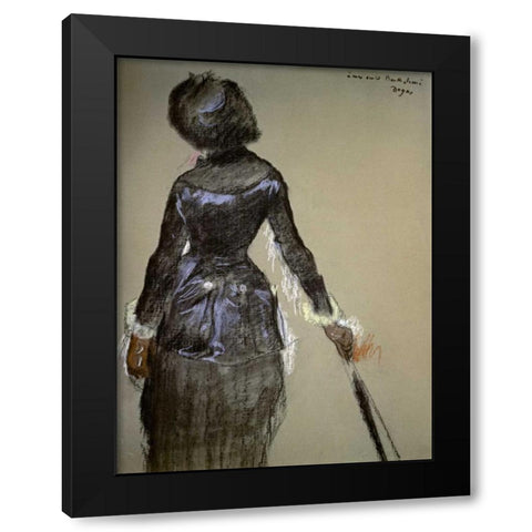 Mary Cassatt at the Louvre Black Modern Wood Framed Art Print by Degas, Edgar