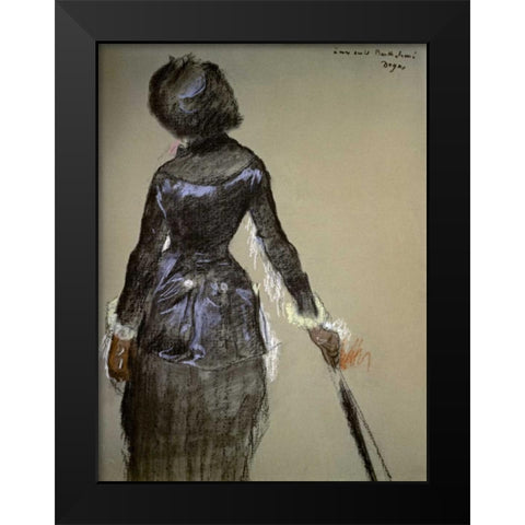 Mary Cassatt at the Louvre Black Modern Wood Framed Art Print by Degas, Edgar