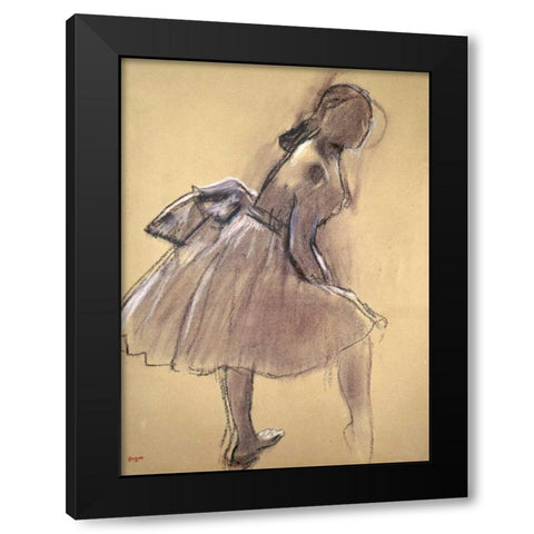 Profile of a Dancer Upright Black Modern Wood Framed Art Print with Double Matting by Degas, Edgar