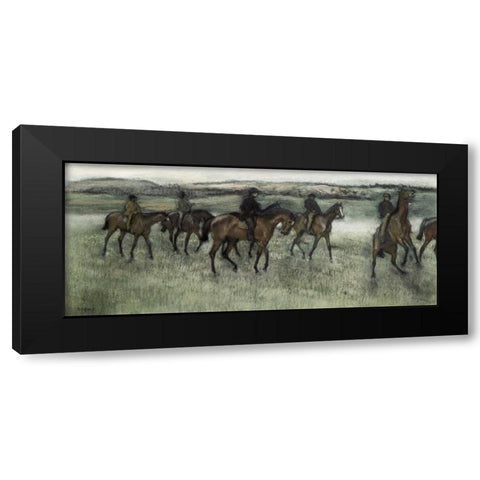 Race Horses Black Modern Wood Framed Art Print with Double Matting by Degas, Edgar