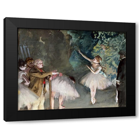Repetition de Ballet Black Modern Wood Framed Art Print with Double Matting by Degas, Edgar