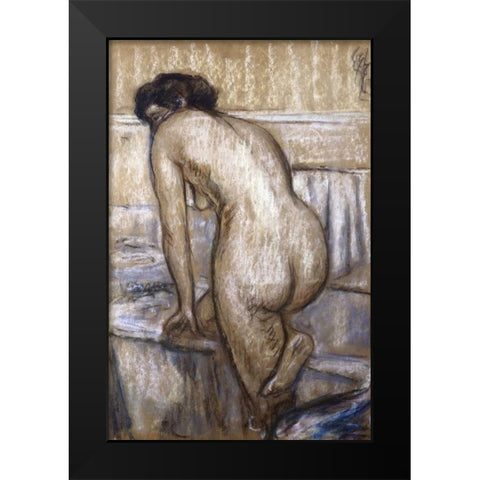 The Bath Black Modern Wood Framed Art Print by Degas, Edgar