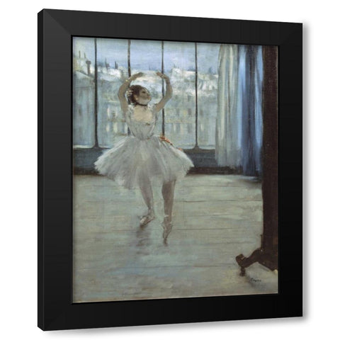 The Dancer at the Studio Black Modern Wood Framed Art Print with Double Matting by Degas, Edgar