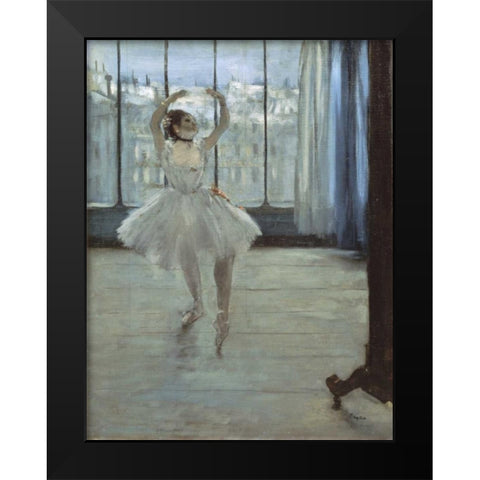 The Dancer at the Studio Black Modern Wood Framed Art Print by Degas, Edgar