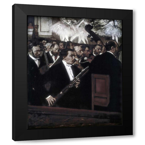The Orchestra of the Opera Black Modern Wood Framed Art Print with Double Matting by Degas, Edgar