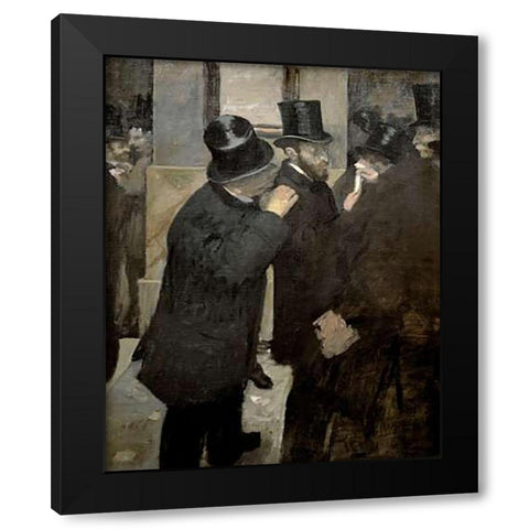 The Stock Exchange Black Modern Wood Framed Art Print with Double Matting by Degas, Edgar