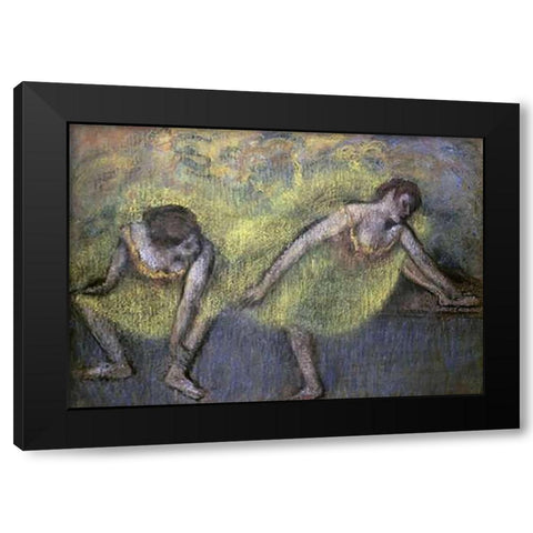 Two Dancers at Rest Black Modern Wood Framed Art Print by Degas, Edgar