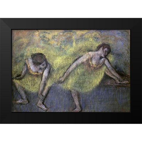 Two Dancers at Rest Black Modern Wood Framed Art Print by Degas, Edgar