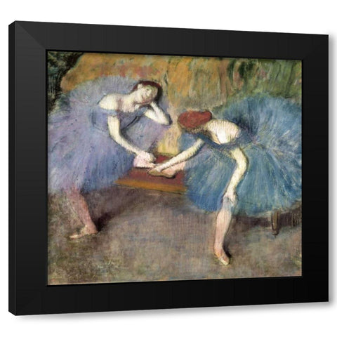 Two Dancers Resting, c. 1905-1910 Black Modern Wood Framed Art Print with Double Matting by Degas, Edgar