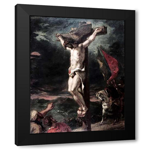 Crucifixion Black Modern Wood Framed Art Print by Delacroix, Eugene