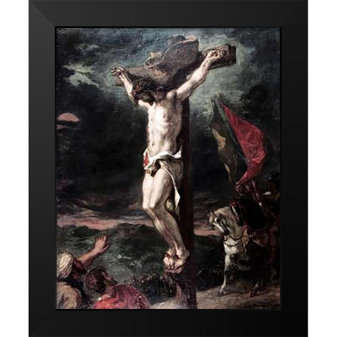 Crucifixion Black Modern Wood Framed Art Print by Delacroix, Eugene