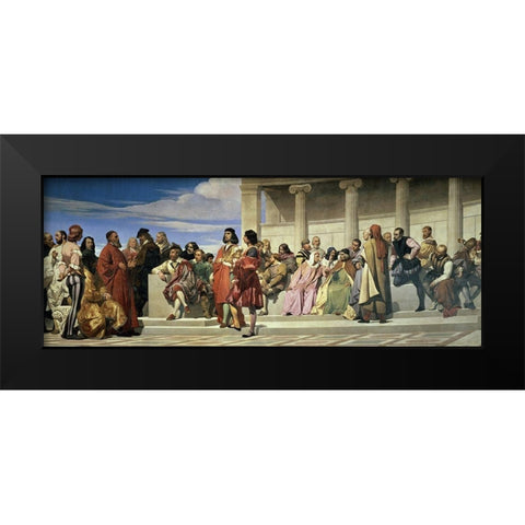 Hemicycle De LEcole Des Beaux Arts Black Modern Wood Framed Art Print by Delaroche, Paul