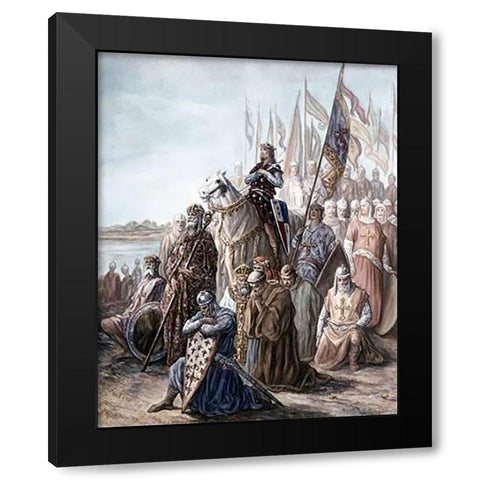 St. Louis Before Damietta, Egypt - 6th Crusade Black Modern Wood Framed Art Print with Double Matting by Dore, Gustave