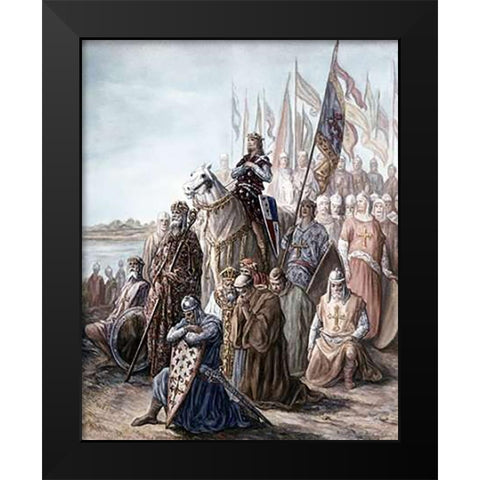 St. Louis Before Damietta, Egypt - 6th Crusade Black Modern Wood Framed Art Print by Dore, Gustave